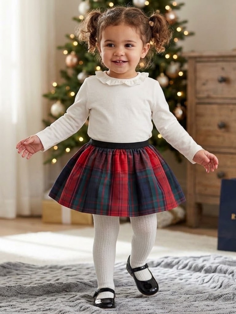 Polo Ralph Lauren Toddler Girls Red Tartan Plaid Taffeta Holiday Skirt 2T